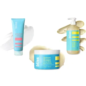 Bliss Grapefruit & Aloe Body Butter, Lemon & Sage Body Scrub, and Soapy Suds Body Wash Trio - Ultra-Hydrating Moisturizer, Exfoliating Scrub & Refreshing Cleanser for Soft, Radiant Skin