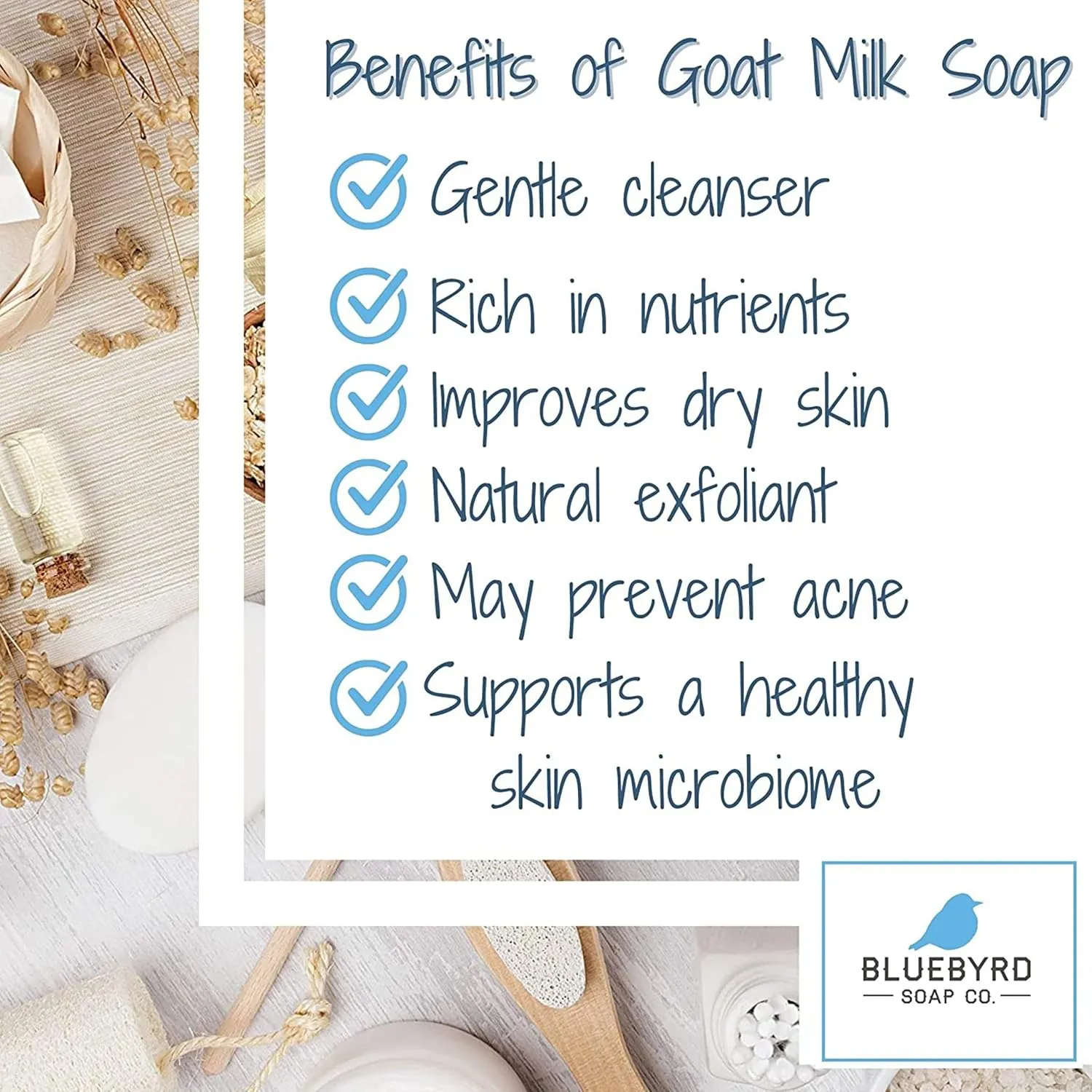 BLUBYRD Goats Milk Bars Soap Set - 5 Piece Soap for Eczema Psoriasis Soap, Nature Goats Soaps Bars, Organic Goat's Milk Natural Soaps Bars for Kids, Men, Women (Goatmilk)
