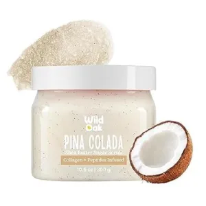Body Scrub | With Collagen & Peptides | Tan Removal | Lightens Dark Area - Neck & Elbows | Smoothen Bumpy Legs & Hands | Hydrating & Exfoliating Scrub | 10.58 oz
