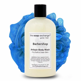 Body Wash - Barbershop Scent - Hand Crafted 12 fl oz / 354 ml Natural Artisan Liquid Soap for Hand, Face & Body, Shower Gel, Cleanse, Moisturize, & Protect. Made in the USA.