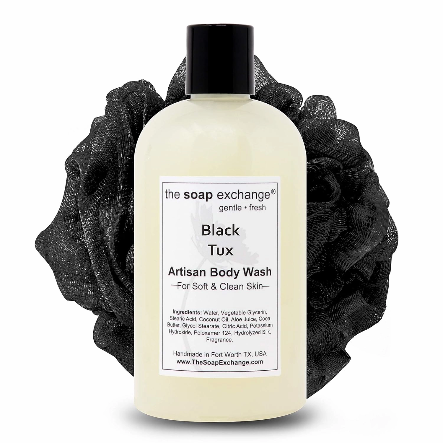 Body Wash - Black Tux Scent - Hand Crafted 12 fl oz / 354 ml Natural Artisan Liquid Soap for Hand, Face & Body, Shower Gel, Cleanse, Moisturize, & Protect. Made in the USA.