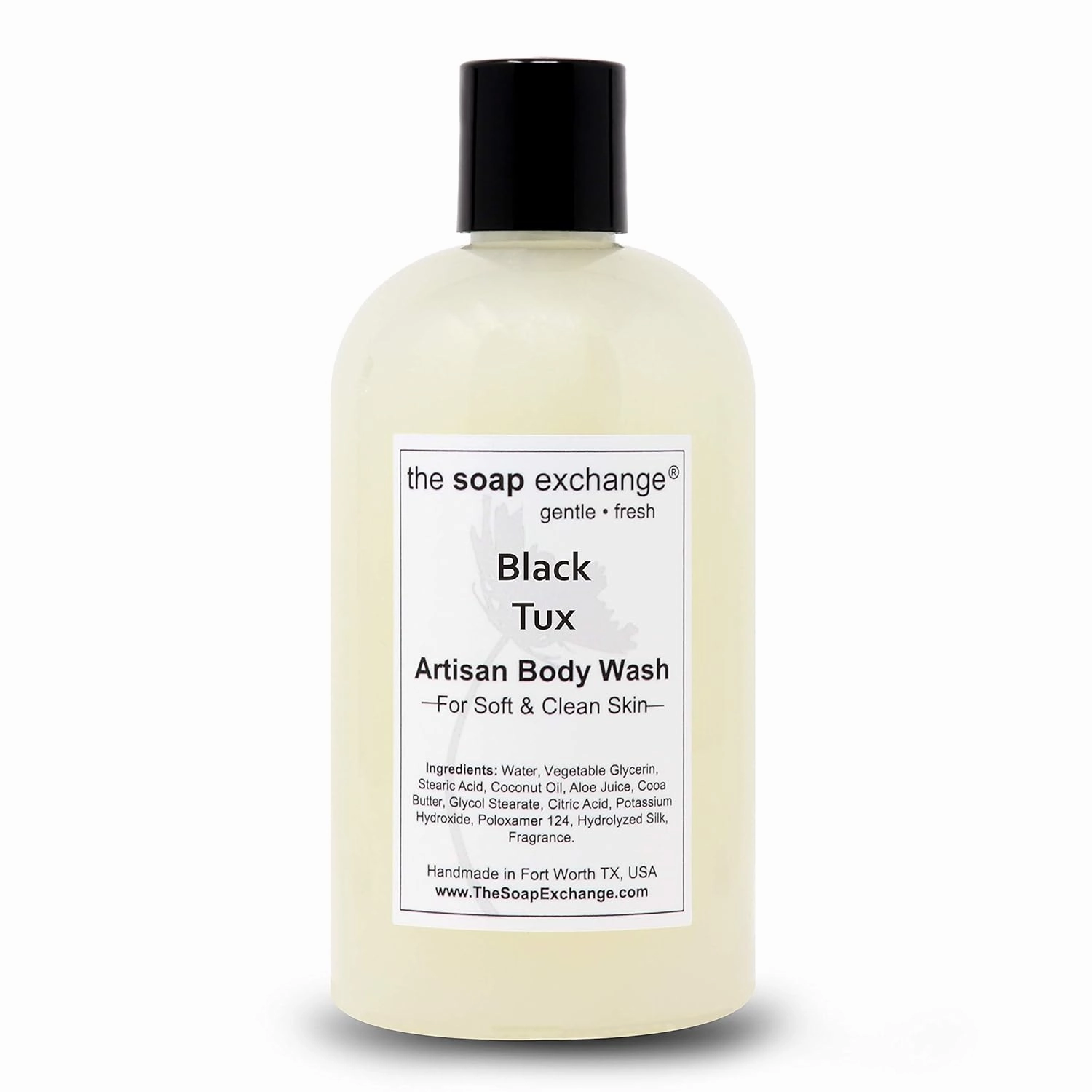Body Wash - Black Tux Scent - Hand Crafted 12 fl oz / 354 ml Natural Artisan Liquid Soap for Hand, Face & Body, Shower Gel, Cleanse, Moisturize, & Protect. Made in the USA.