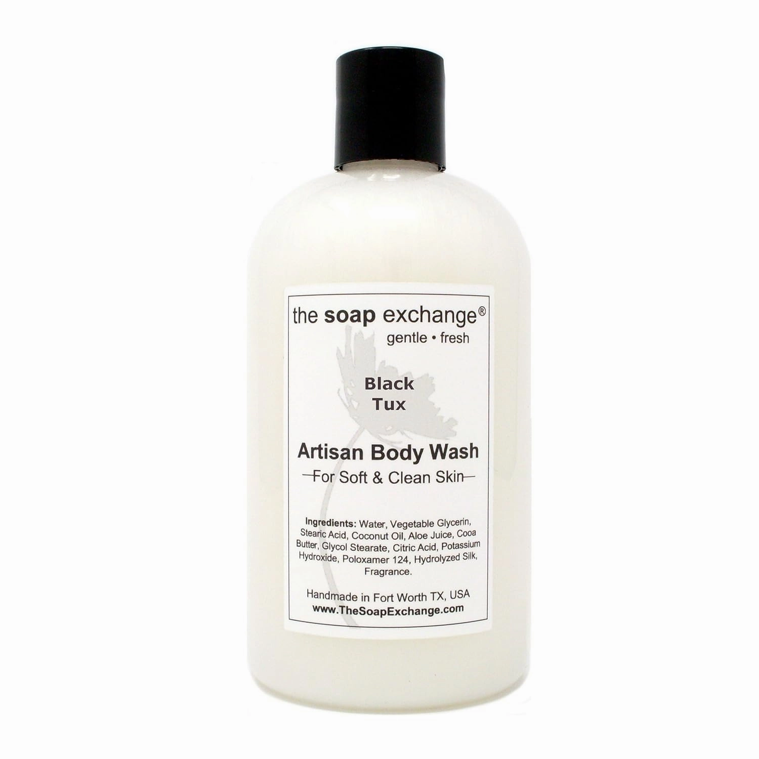Body Wash - Black Tux Scent - Hand Crafted 12 fl oz / 354 ml Natural Artisan Liquid Soap for Hand, Face & Body, Shower Gel, Cleanse, Moisturize, & Protect. Made in the USA.