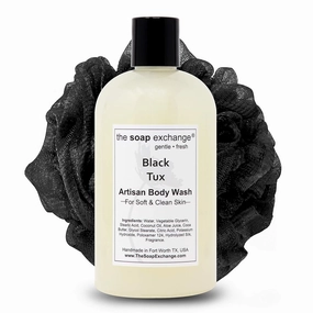 Body Wash - Black Tux Scent - Hand Crafted 12 fl oz / 354 ml Natural Artisan Liquid Soap for Hand, Face & Body, Shower Gel, Cleanse, Moisturize, & Protect. Made in the USA.