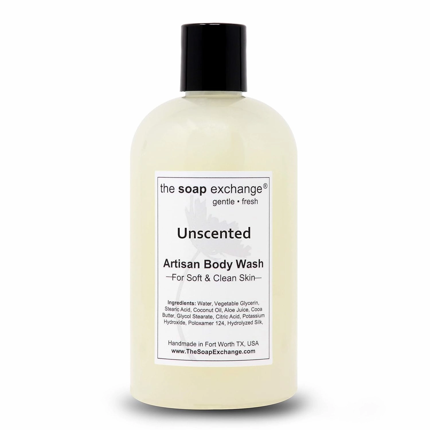 Body Wash - Unscented Fragrance Free - Hand Crafted 12 fl oz / 354 ml Natural Artisan Liquid Soap for Hand, Face & Body, Shower Gel, Cleanse, Moisturize, & Protect. Made in USA.