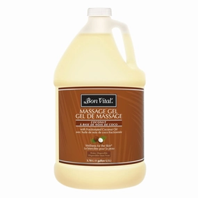 Bon Vital' Coconut Massage Gel with 100% Pure Fractionated Coconut Oil, Great for At-Home Use in Back Massages & Neck Massages, Moisturizes Skin Without Clogging Pores, 1 Gal, Label may Vary