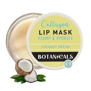 Botanicals Collagen Lip Mask with Hyaluronic Acid – Coconut Dream Lip Treatment for Dry, Chapped Lips – Plumping & Hydrating Overnight Lip Mask – Natural Lip Care by Botanicals – Made in USA