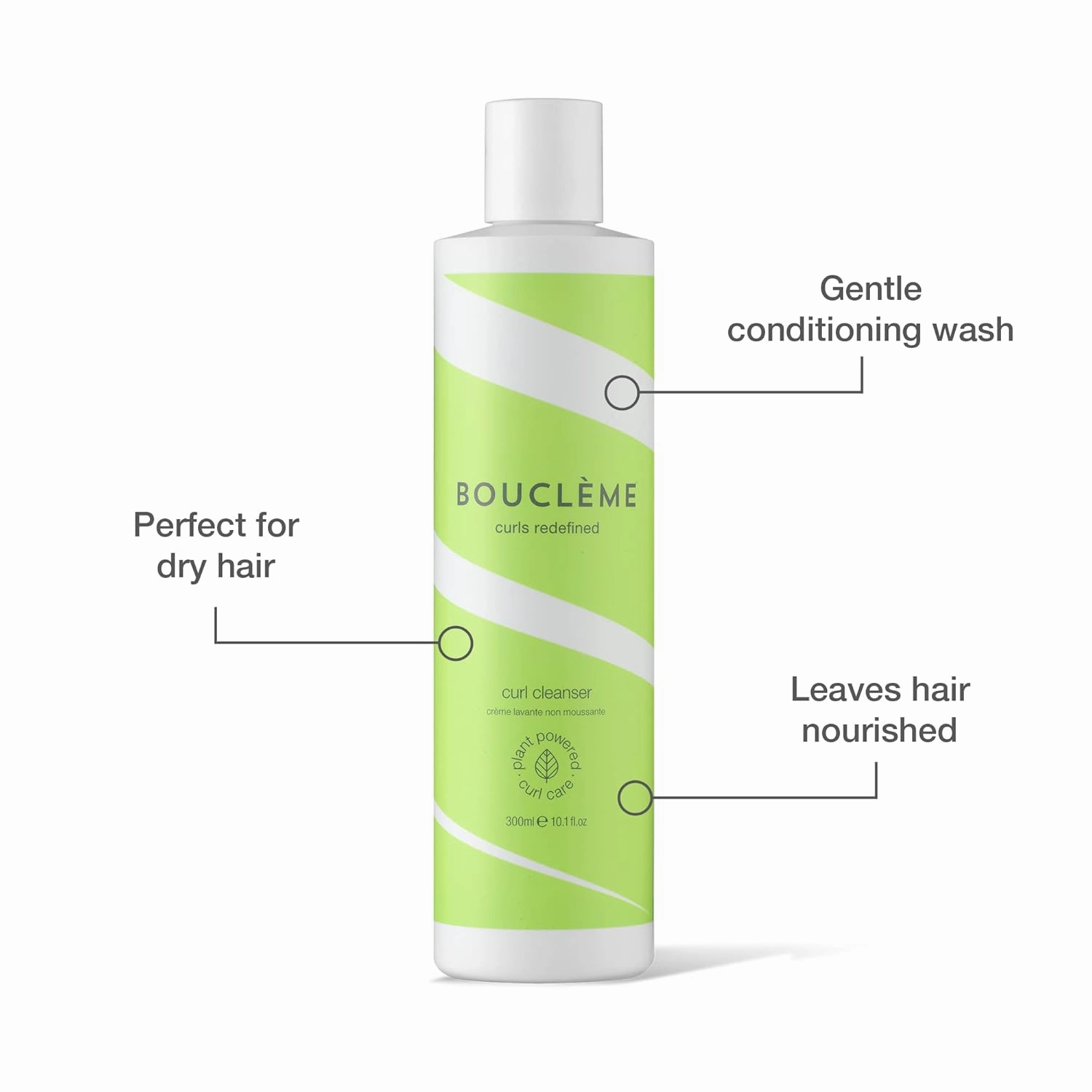 Boucléme Curl Cleanser - No Foam - Removes Dirt - Based Co-Wash for Cleansing Hair - 98% Natural Ingredients - Ideal for Dry Hair - 10.1 fl oz