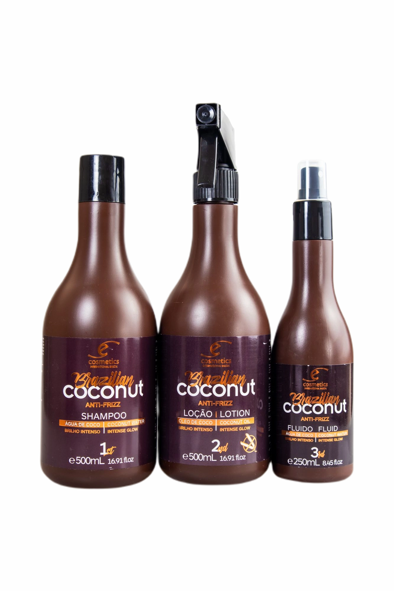 Brazilian Coconut Anti Frizz Intense Glow Shine Home Care Kit 3 Prod. - Ecosmetics