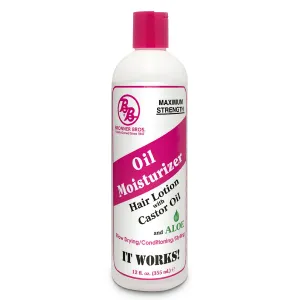 Bronner Bros BB Oil Moisturizer Hair Lotion – Hair Oil for Damaged Hair, Scalp Stimulator with Castor Oil, Aloe Vera, Vitamin B5 & Coconut Oil – Alcohol-Free Formula, Natural & Relaxed Hair – 12oz