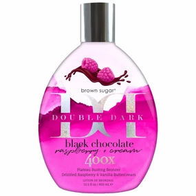 Brown Sugar Black Chocolate Raspberry Cream 400X Plateau-Busting Bronzer with Max Silicones, Skin Hydrators, and Advanced Color Enhancers – 13.5 oz Tanning Lotion
