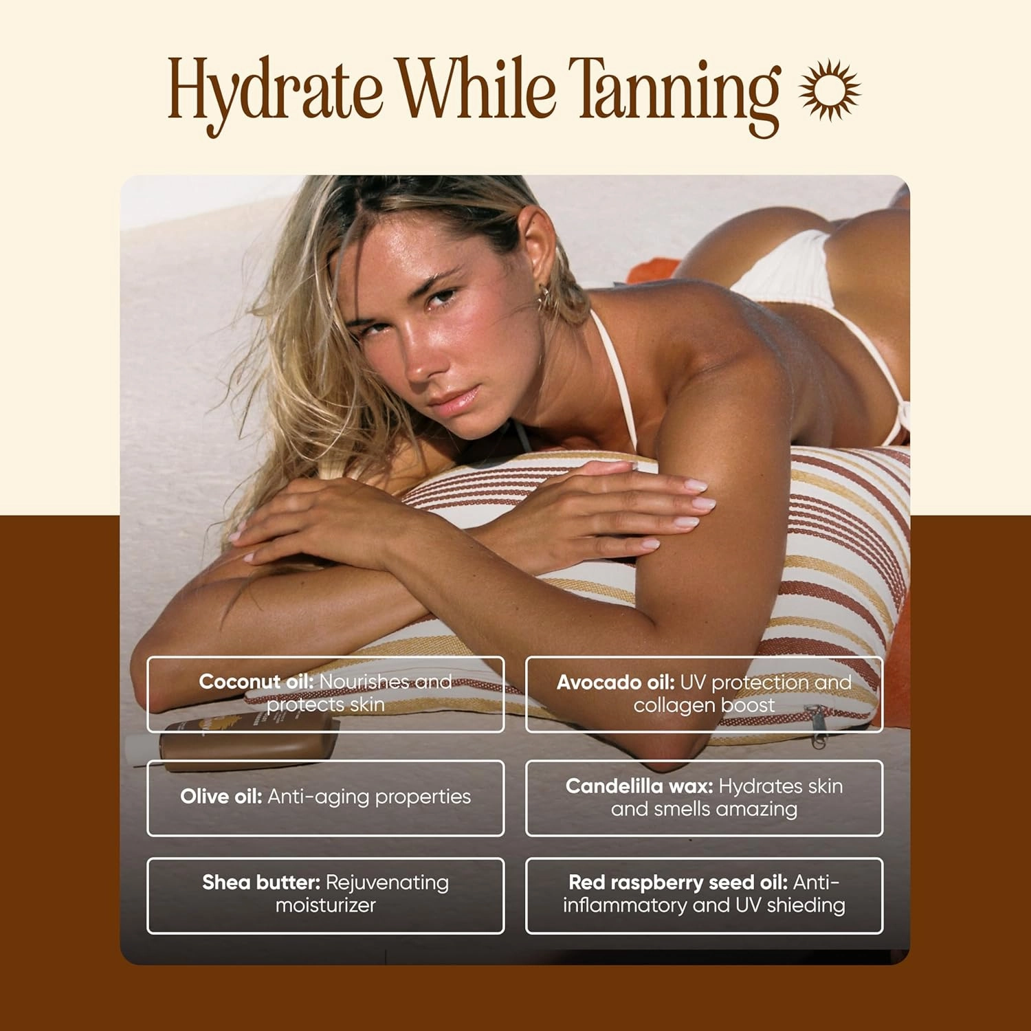 Browning Lotion - Sun Tanning Accelerator with Kukui Nut, Argan, and Coconut Oils - Botanical Formula for Dark Tan - 150 mL