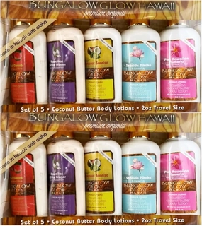 Bungalow Glow Premium Organics 5 Pack Coconut Butter Body Lotion 2 Oz -pack of 2