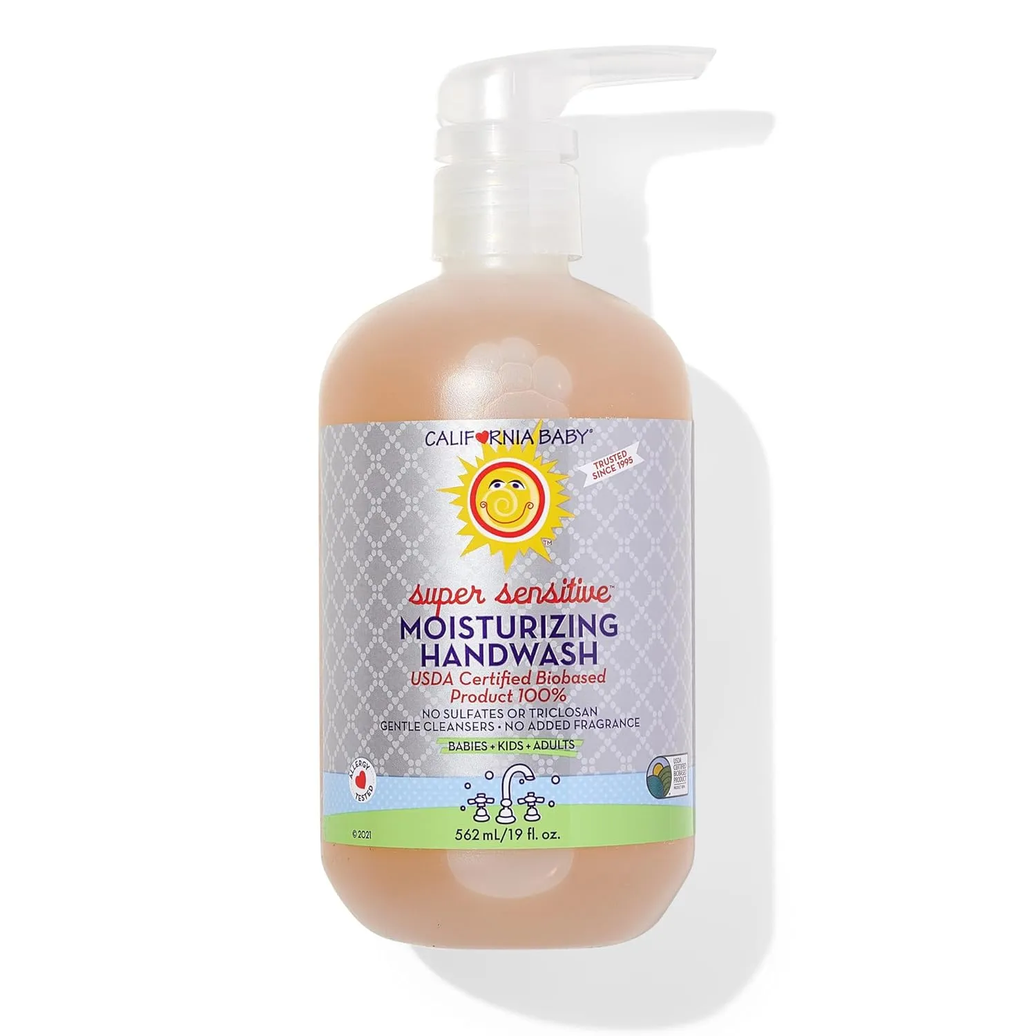 California Baby Super Sensitive Moisturizing Hand Soap | Unscented | 100% Plant-Based Sensitive Skin Soap | Coconut Oil | Hypoallergenic Soap | 19 oz.