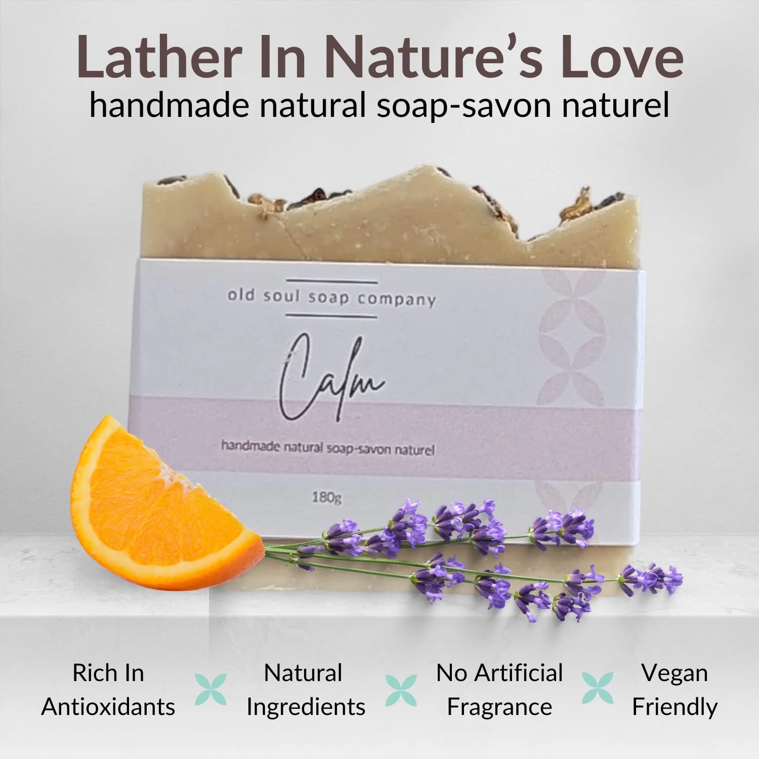 Calm Soap Collection Soap Bar – Skin Renewing, Vegan-Friendly with Lavender & Tea Tree Oil – Deep Cleansing & Nourishing for Glowing Skin – 5.8 oz Pack 4