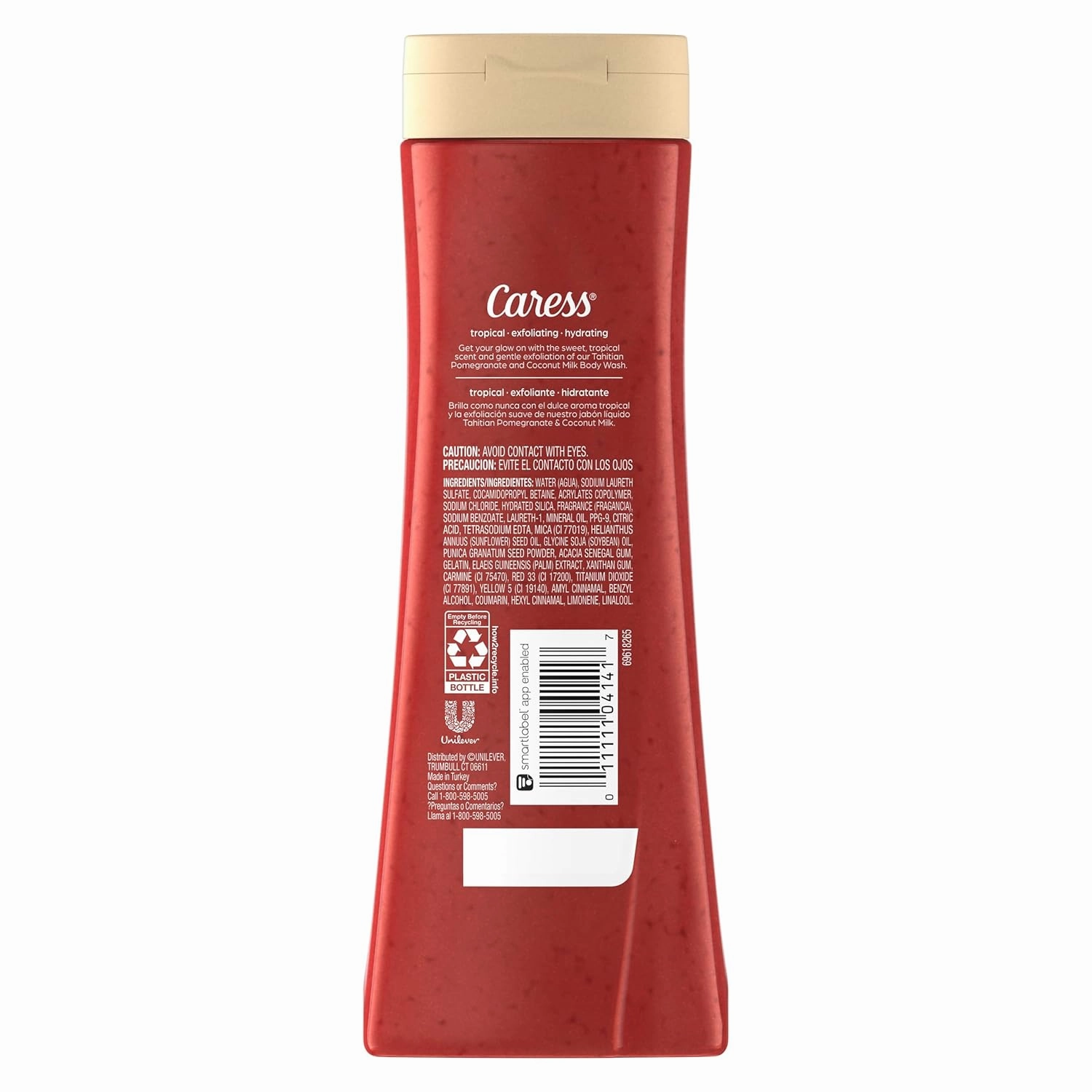 Caress Body Wash, Tahitian Pomegranate & Coconut Milk, Moisturizing Body Wash for Renewed, Glowing Skin, Exfoliating Body Soap Liquid, 20 Fl Oz (Pack of 2)