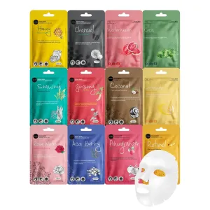 Celavi K-Beauty Skincare Essence Facial Face Mask Korea Skin Care Moisturizing B Set 48 Pack