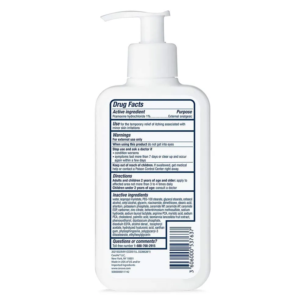 CeraVe Anti Itch Moisturizing Lotion with Pramoxine Hydrochloride, Relieves Itch with Minor Skin Irritations, Sunburn Relief, Bug Bites, 8 Ounce