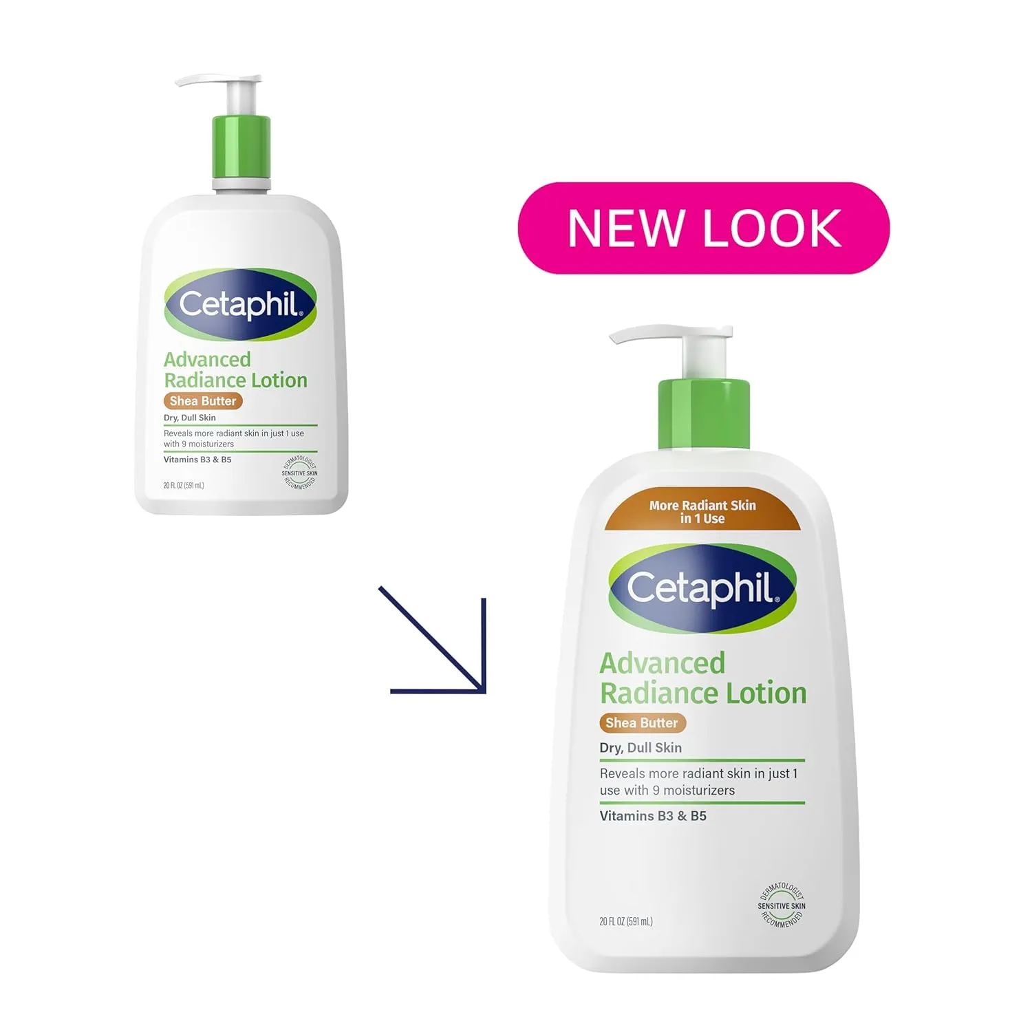 Cetaphil Body Lotion, Advanced Radiance Lotion with Shea Butter for Dry, Sensitive Skin, 20 oz, Fragrance Free, Hypoallergenic, Non-Comedogenic, Packaging may vary