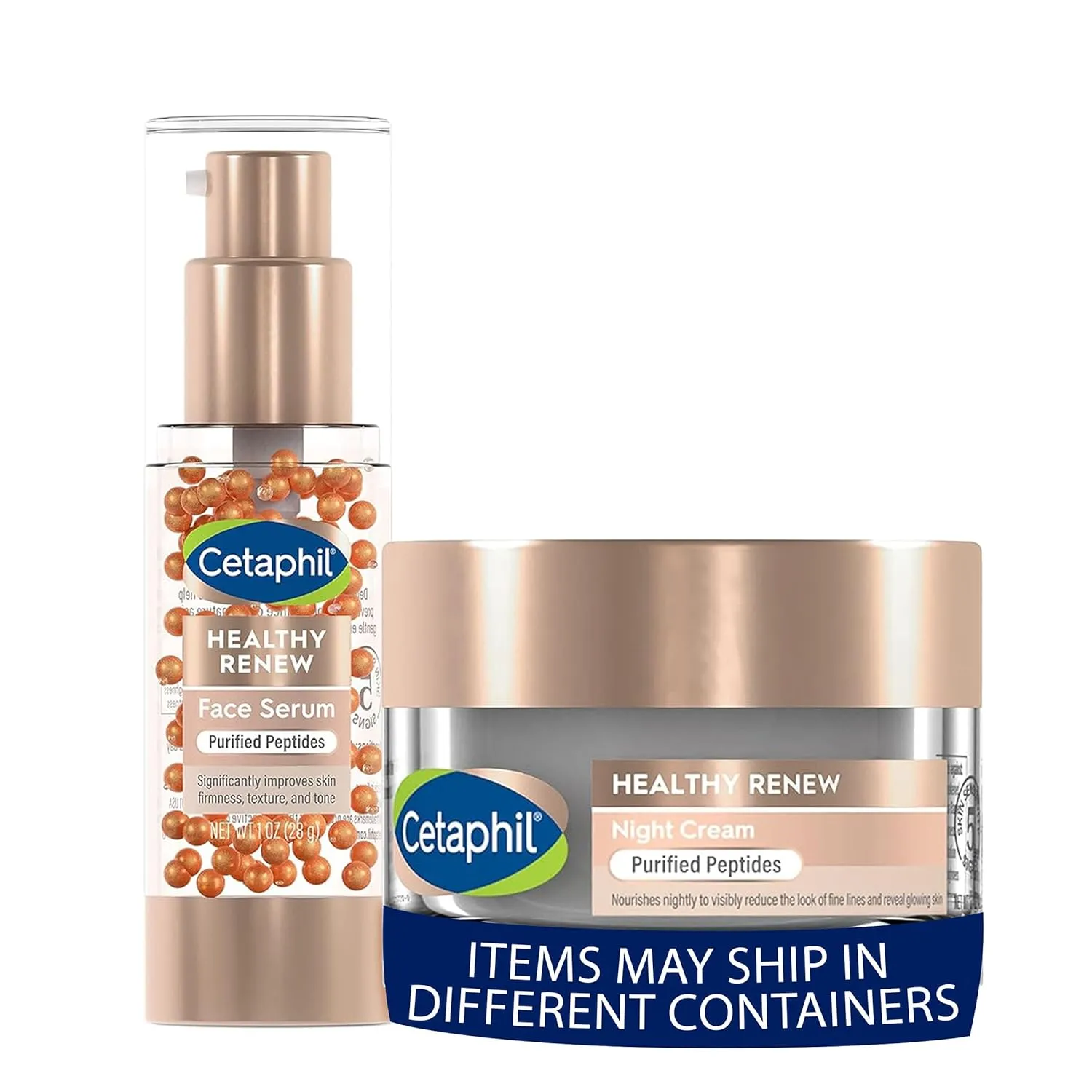 Cetaphil Healthy Renew Skin Tightening Night Cream, Wrinkle Repair Cream 1.7 Oz   Cetaphil Healthy Renew Anti Aging Face Serum with Niacinamide 1 Oz, Retinol Alternatives for Sensitive Skin