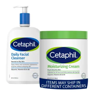 Cetaphil Hydrating Body Moisturizing Cream for Dry to Very Dry, Sensitive Skin, 20 oz, Fragrance Free   Cetaphil Face Wash, Daily Facial Cleanser for Sensitive, Combination to Oily Skin, 20 oz