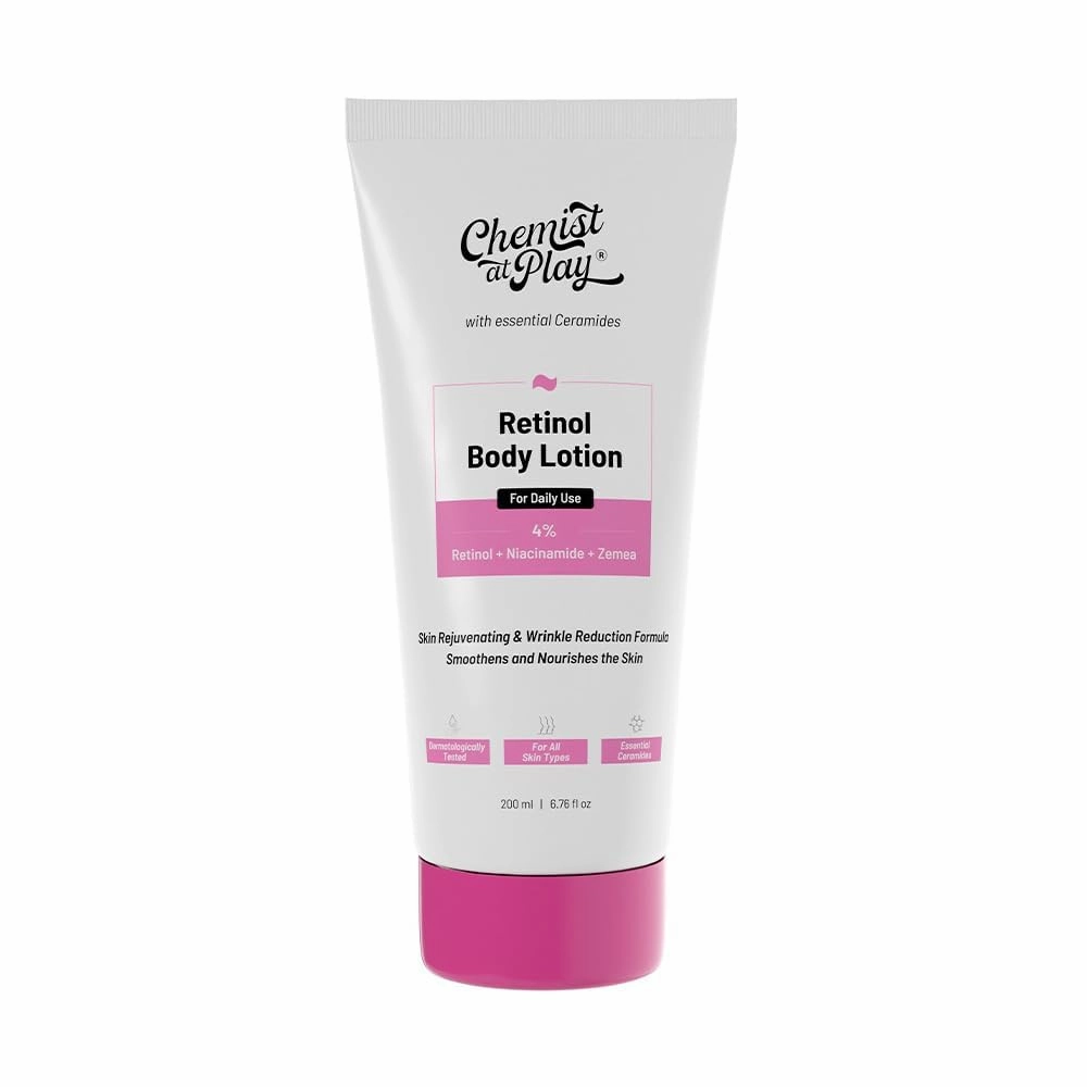 Chem.ist a.t Pl.ay Anti-Aging Body Lotion with 4% Retinol, Niacinamide & Zemea | Skin Brightening Lotion | Body Lotion for Dry & Oily Skin | Fights Visible Signs Of Aging | Nourshes Skin 200ml