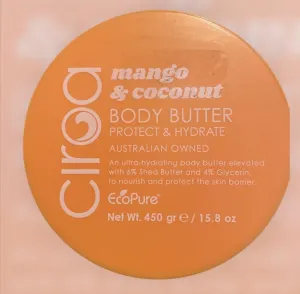 Circa Mango & Coconut Body Butter, Ultra-Hydrating with Shea Butter, 15.8 oz, Australian Owned