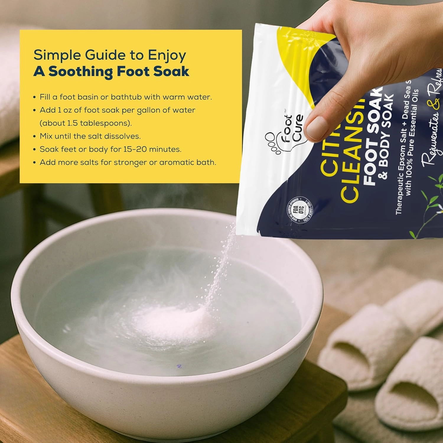 Citrus Detox Foot Soak With Epsom Salts - for Foot Callus, Immune Boost, Damaged Toenail, Athletes Foot, Pedicure and Soothes Tired Aching Feet - Made in USA 16 oz (Pack of 2)
