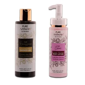 Cleansing Shower Gel With Charcoal | Moisturizing, Refreshing,Hydrating | and Body Lotion with Aloe vera Shea butter Vitamin E | dry skin