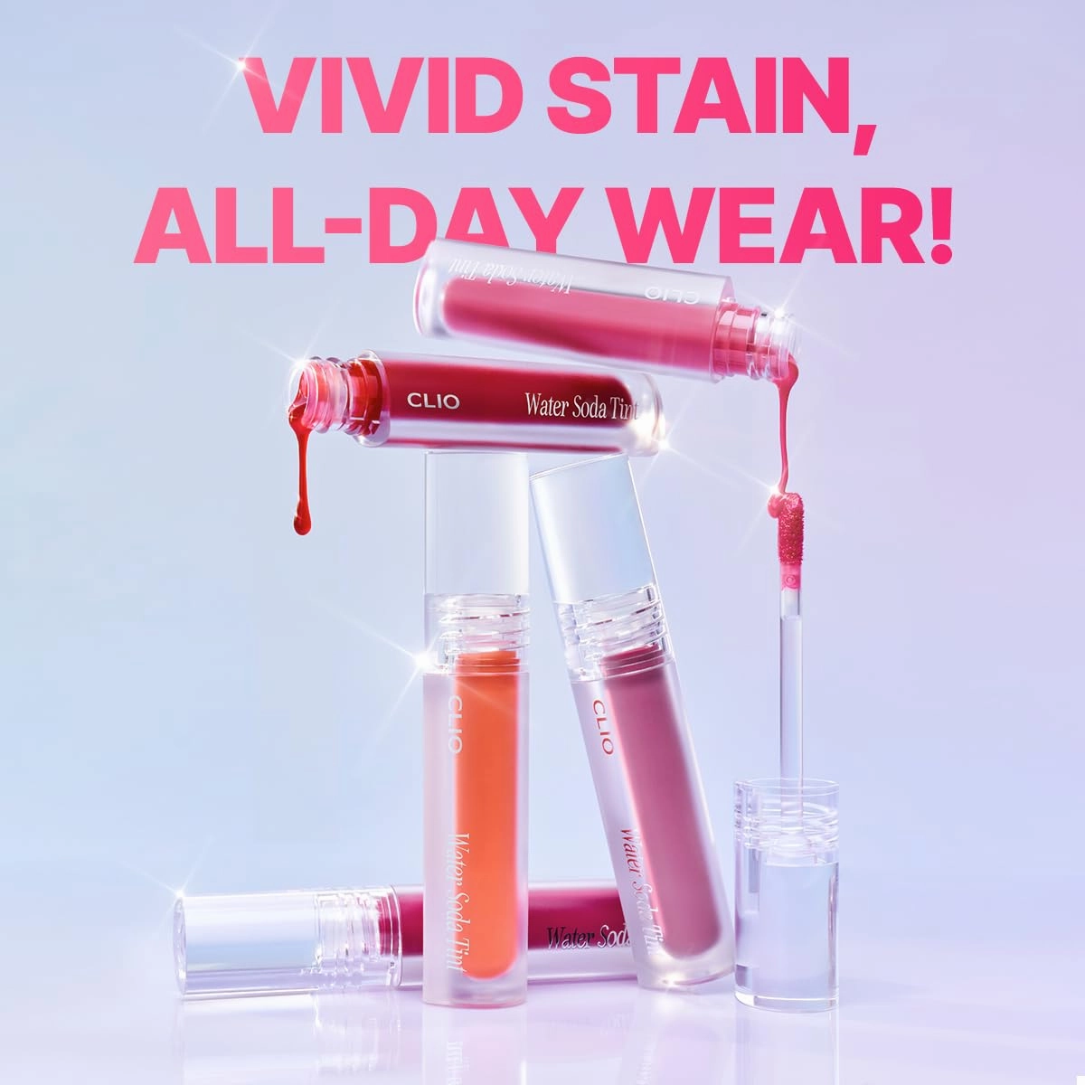 CLIO Water Soda Tint 5 Colors, Korean Lip Stain, High Moisturizing, Strong Hydrating Water Lip Oil, Gloss, Non Sticky Lip Stain, K-Beauty Lips (02 BERRY FIZZ, One Size)