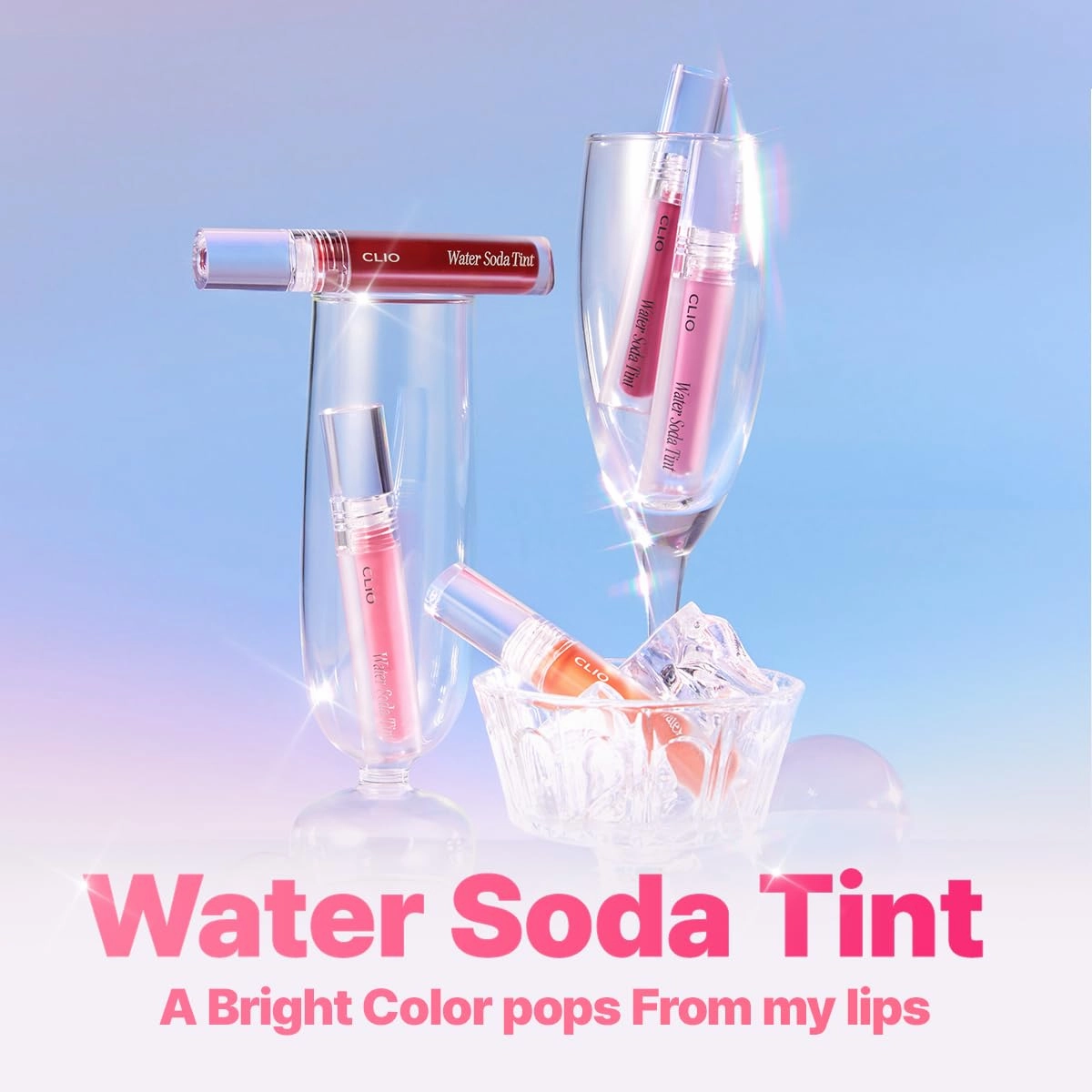 CLIO Water Soda Tint 5 Colors, Korean Lip Stain, High Moisturizing, Strong Hydrating Water Lip Oil, Gloss, Non Sticky Lip Stain, K-Beauty Lips (02 BERRY FIZZ, One Size)