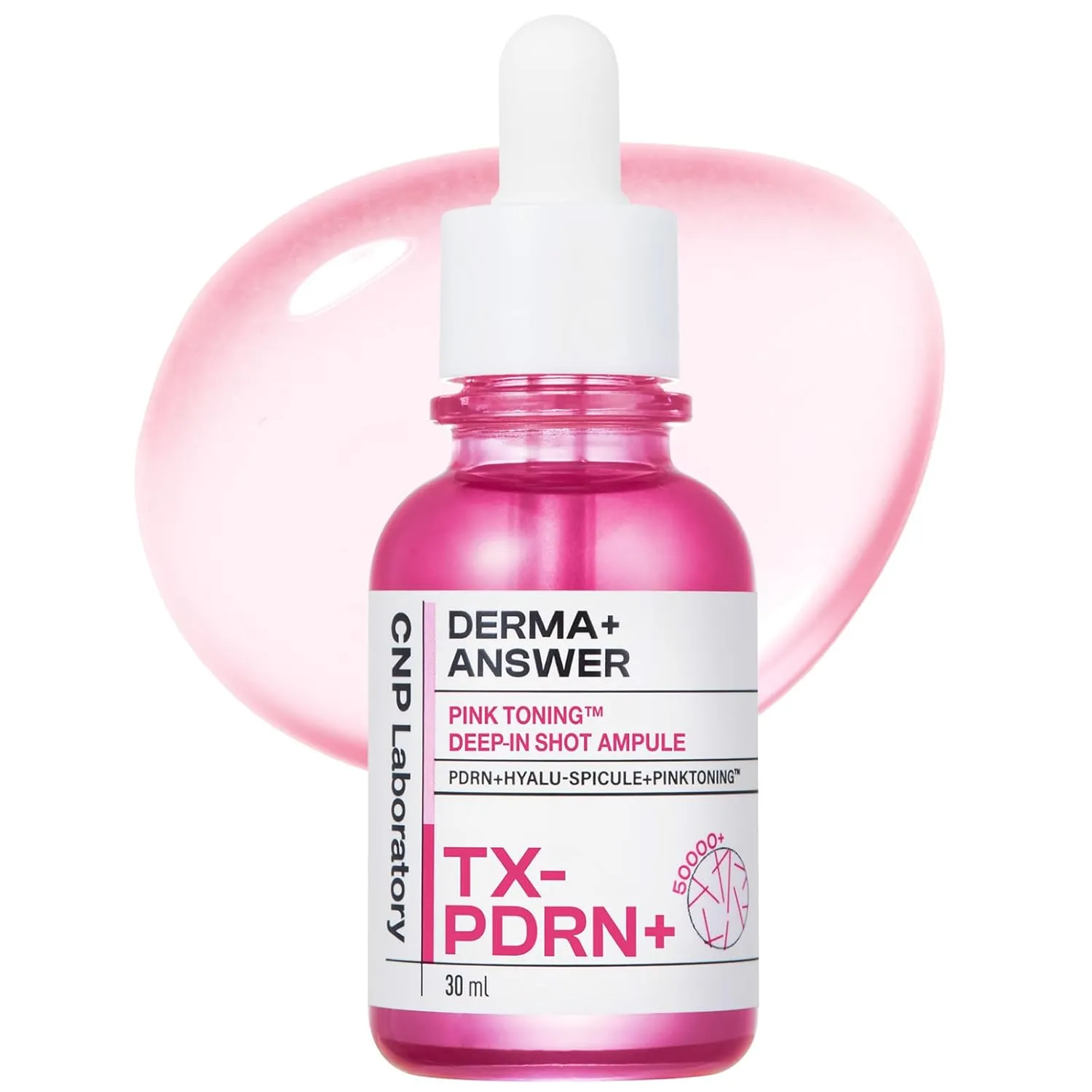 CNP Deep-in Shot Ampule - PDRN   Pink Toning Serum, Micro-spicules, Hyaluronic Acid, for Glass Skin, Korean Skin Care, 1.18 fl. oz.
