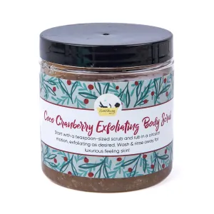Coco Cranberry Exfoliating Body Scrub - Evergreen Sugar Scrub - Bath Blessing Exfoliating Body Buffing and Hydrating Essential Oil Moisturizer Scrub for Daily Body Care