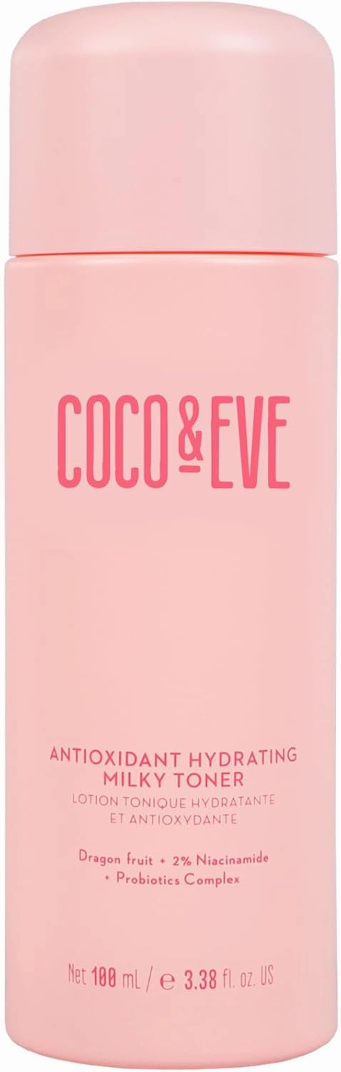 Coco & Eve Antioxidant Hydrating Milky Toner. Gentle Face Toner to Boost Hydration, Radiance, Support Skin Barrier. Antioxidants, Hyaluronic Acid, Niacinamide & Probiotics. (3.38 floz)