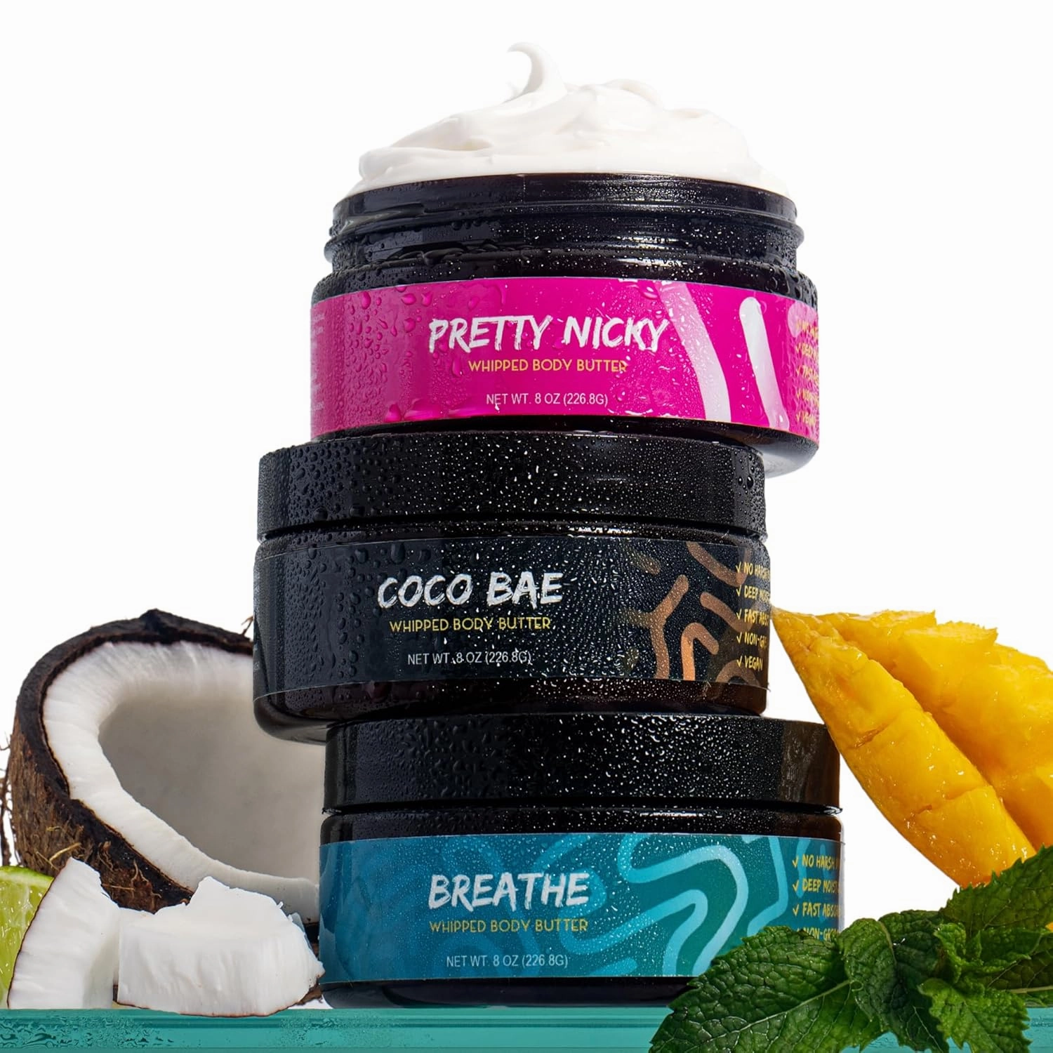 COCO XO Whipped Body Butter | Non Greasy, Non Toxic Shea & Cocoa Butter Body Lotion For Women | Natural & Clean Without Chemicals Infused With Coconut Oil Moisturizing Cream (8 oz, Breathe)