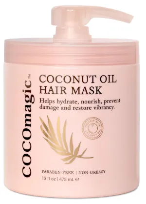 Cocomagic Coconut Oil Hair Mask - Repairs Damage, Prevents Frizz, Restores & Adds Shine | Protein Rich & Extra Hydrating | Paraben Free, Cruelty Free, Made in USA (16 Fl Oz)