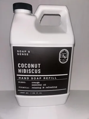 Coconut Hibiscus Hand Soap Refill with Orange & Essential Oil Blend – 64 FL OZ | Gentle, Moisturizing & Refreshing