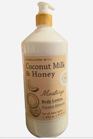 Coconut Milk & Honey Moisturizing Body Lotion, Coconut Hibiscus Scent, 31.8 oz, For All Skin Types