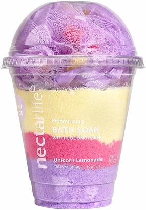 Coconut Milk Bath Soak, Sea Salt Bath, Bubble Bath, Natural Detox Foaming Body Soak, Foot Soak, Vegan Body Skin Care, 9 oz. (Unicorn Lemonade)