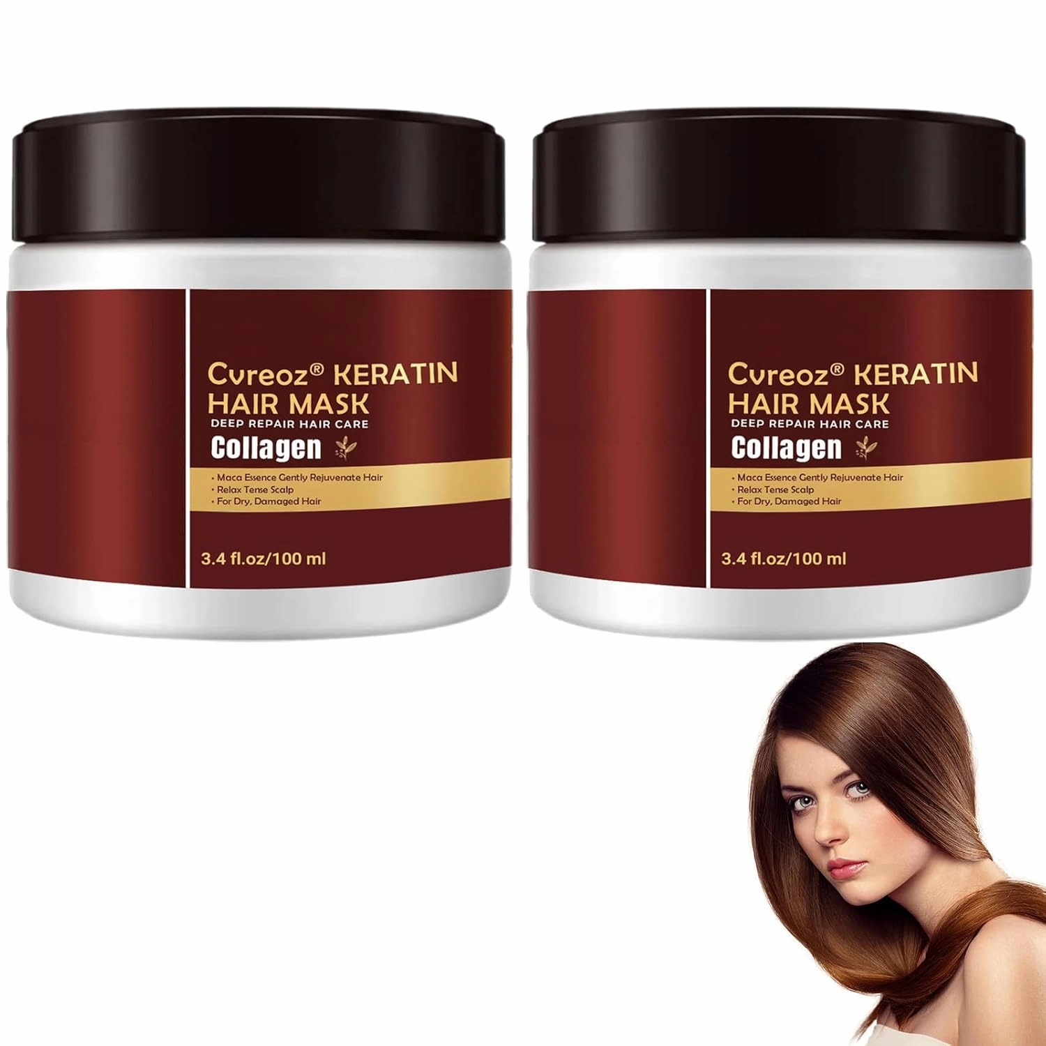 Collagen Hair Treatment, Advanced Keratin Hair Treatment, Deep Conditioning Hair Mask, Suitable for Damaged Hair, Suitable for All Hair Types (2 Bottle)