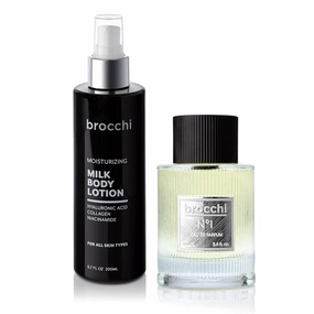 Cortex International Brocchi | Bold Essence Set – Hydrating Milk Body Lotion, Captivating Eau De Parfum, Hyaluronic Acid, Collagen, Niacinamide