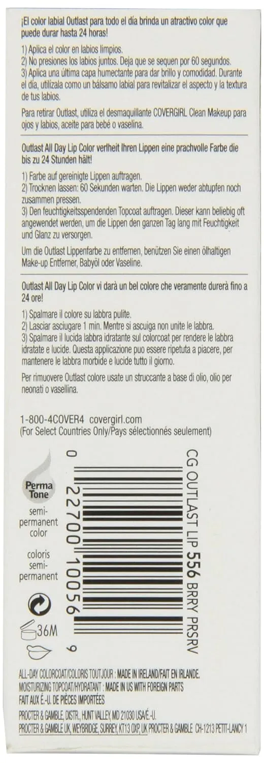 CoverGirl Outlast All Day Two Step Lipcolor, Berry Preserve 556, 0.13 Ounce