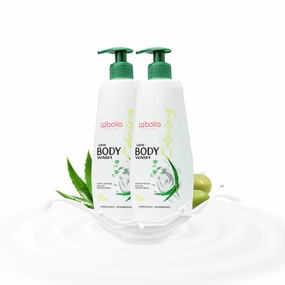 Cre.me Body Wash with Niacinamide, Aloe Vera & Olive Oil - Deep Cleansing & Moisturizing, Acne Fading, Skin Texture Improvement | Pack of 2 | 350ml X2