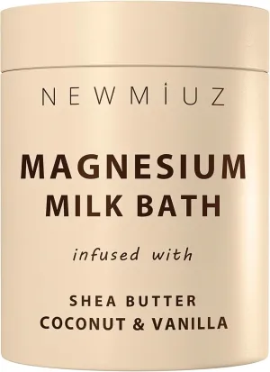 Creamy Magnesium Milk Bath Soak Powder Moisturize Soften Skin Coconut Vanilla Shea Butter Luxury Spa Bath Salt Relaxation Selfcare Gifts for Women