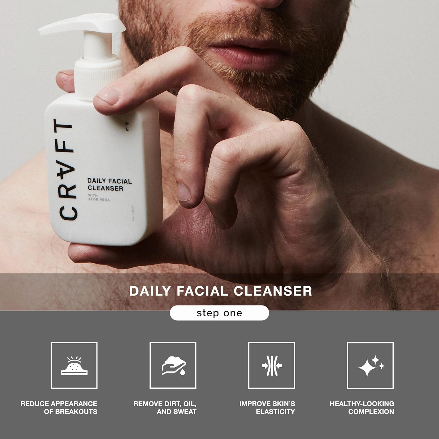 CRVFT Men’s Facial Care Kit | Aloe Vera Face Wash 3oz | Hyaluronic Moisturizer 1oz | Charcoal Exfoliating Scrub 1.7oz | 3 Piece Complete Daily Skin Care System | Look   Feel Your Best [Scented]