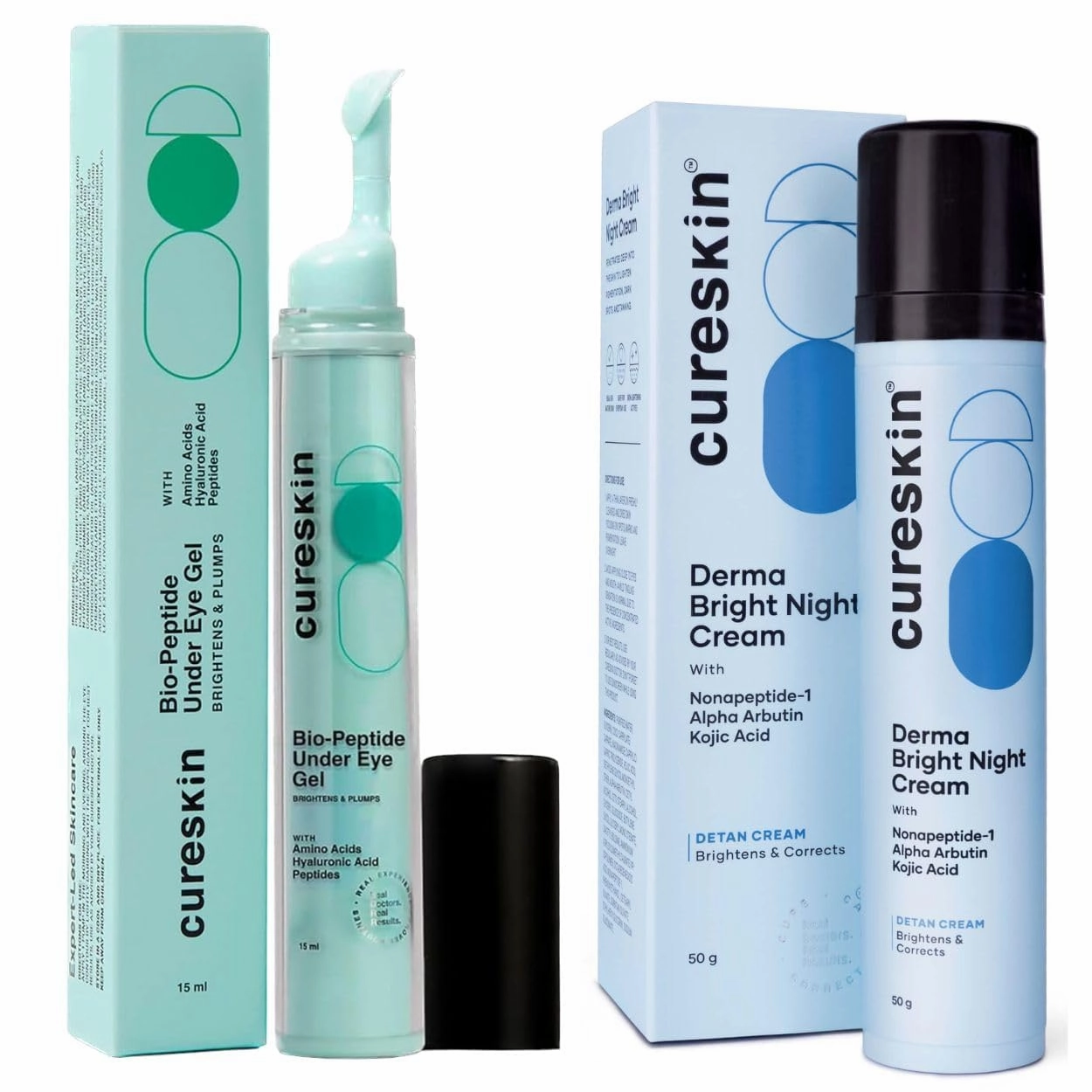 Cureskin Brightening Combo Detan Pack, Tan Removal Cream, Skin Brightening Cream, Under Eye Gel for Women & Men, Dark Circle Removal