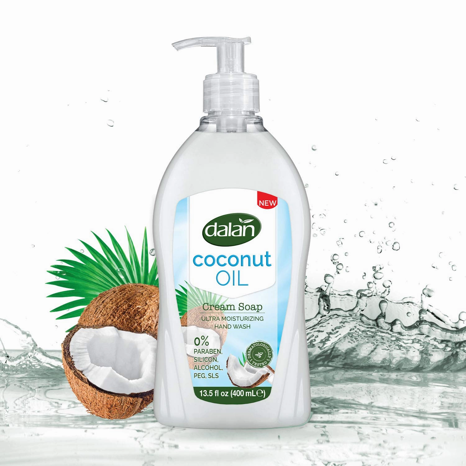 Dalan Coconut Oil Cream Ultra Moisturizing Liquid Hand Soap for Normal and Dry Hands Fresh Clean and Soft Feeling (13.5 Fl Oz / 400 mL (Pack of 6))