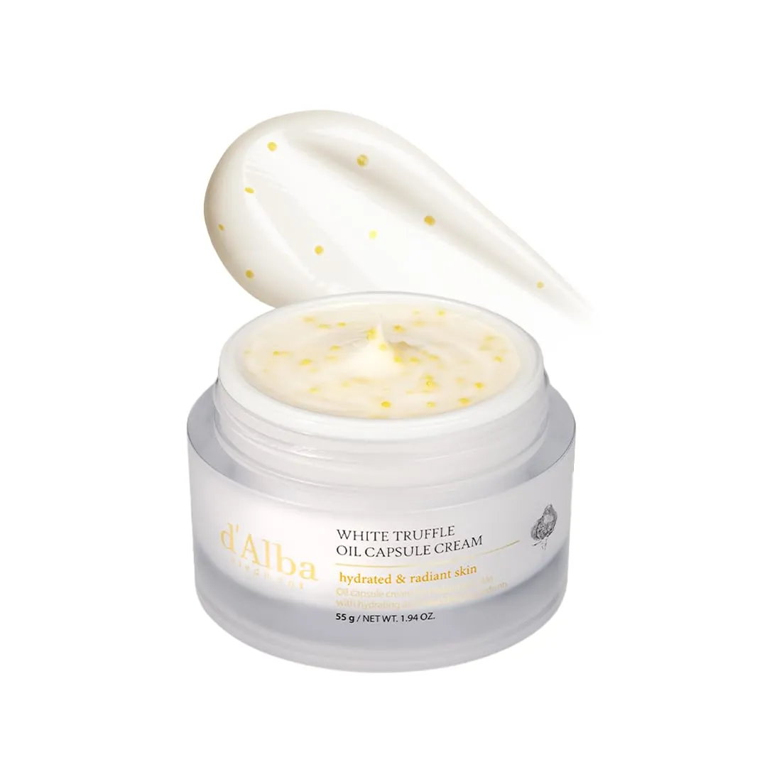 d'alba Piedmont Italian White Truffle Oil Capsule Cream, Glass Skin with Vita-Cera Oil Capsules, Deep Hydration Face Moisturizer (1.94 oz.)