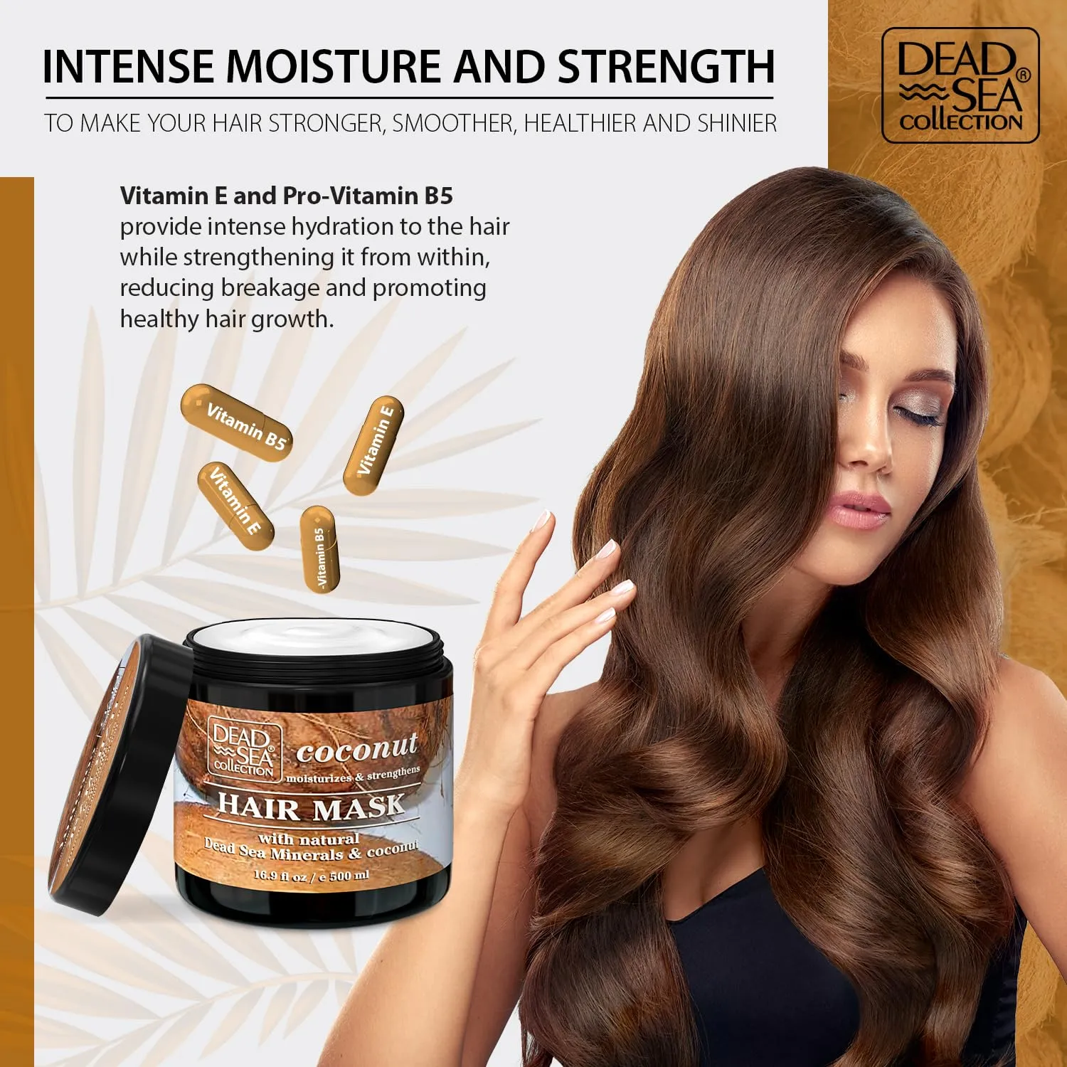 Dead Sea Collection Coconut Hair Mask - Repair, Strengthening and Hydrating for All Hair Types - with Nourishing Dead Sea Minerals and Coconut Oil - 16,9 Fl. Oz