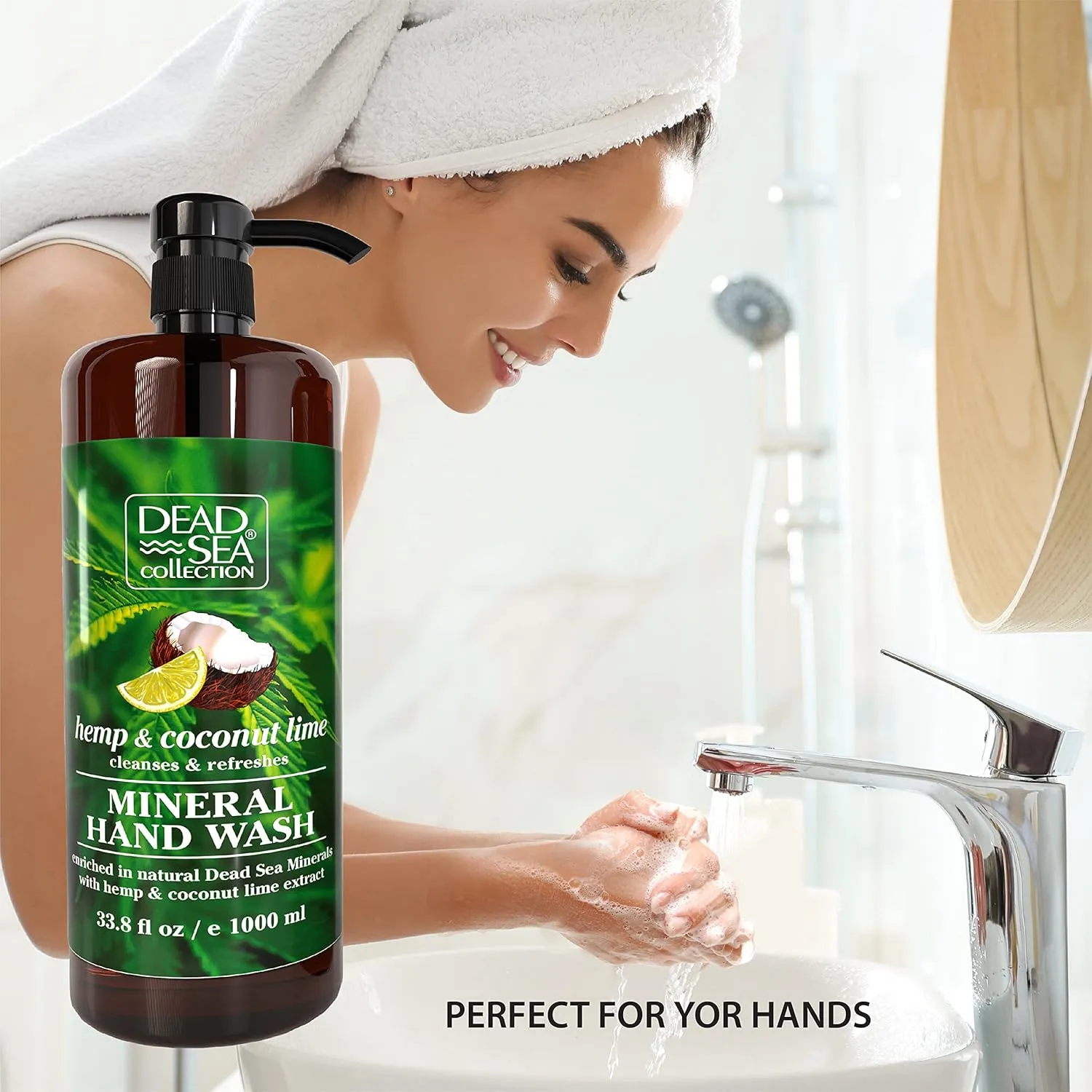 Dead Sea Collection Hand Soap Pump Hemp & Coconut Lime - Moisturizing Hand Wash with Dead Sea Minerals - Cleanses & Refreshes with Hemp - Coconut, Lime Oils, Pack of 2 (33.8 Fl Oz Each)